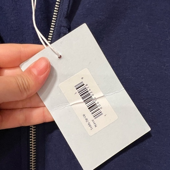 NWT HILL HOUSE Teddy Gender Neutral Zip Up Hoodie Jacket Navy Sz L - Picture 4 of 7